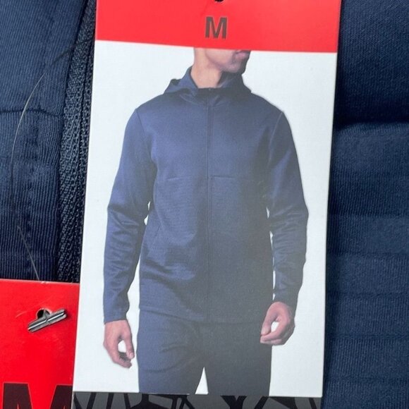 Spyder Mens Full-Zip Active Hooded Jacket Medium Navy Blue Polyester a1408 - Picture 2 of 4